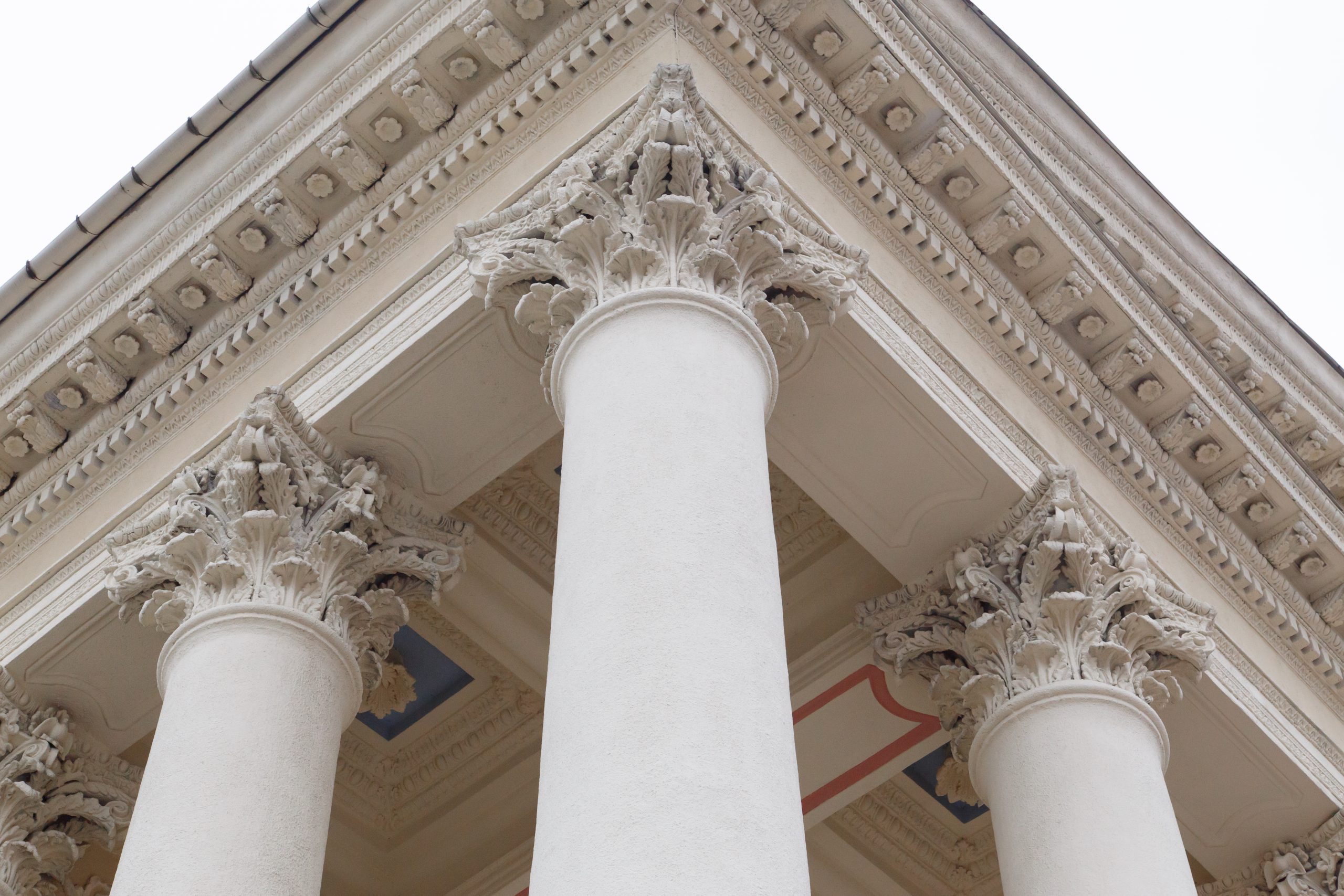 Classical pillars with portico detail